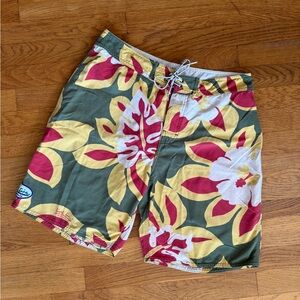 Surfline Floral Green and Red Men's surf Shorts, 32